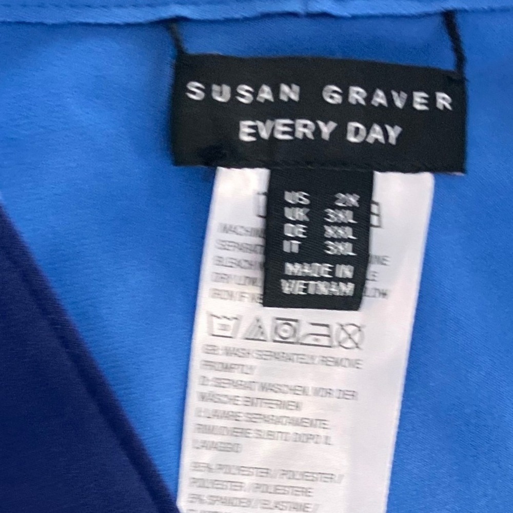 Susan Graver Everyday‎ Blue Liquid Knit Open Front Cardigan Sweater 2X Capsule - Picture 3 of 7